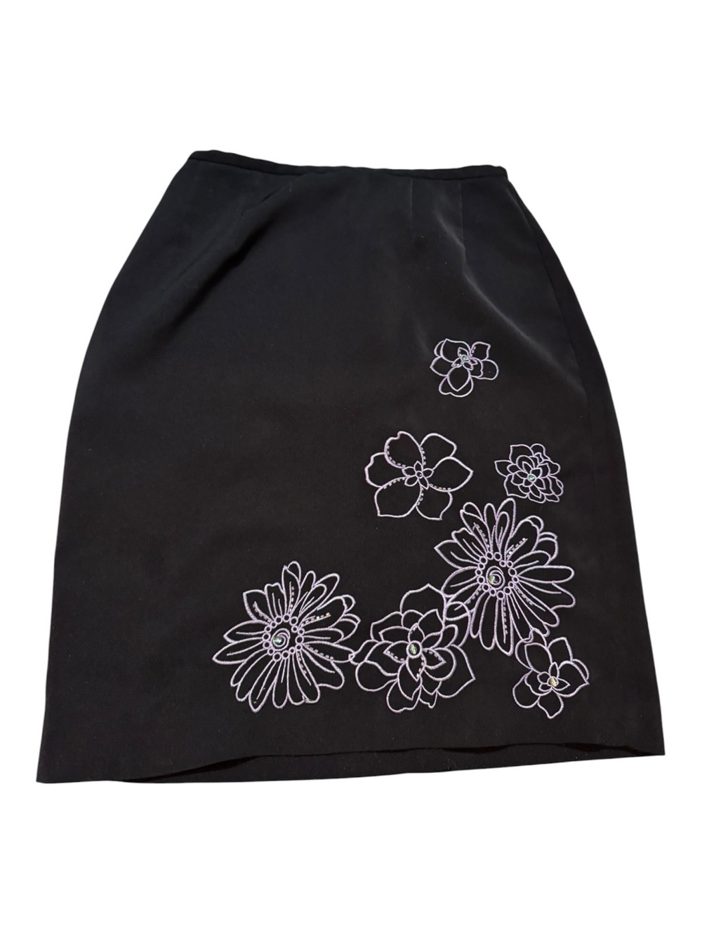 VTG Liz Claiborne Black Floral Embroidered Midi Pencil Skirt Women’s Size 10 Y2K